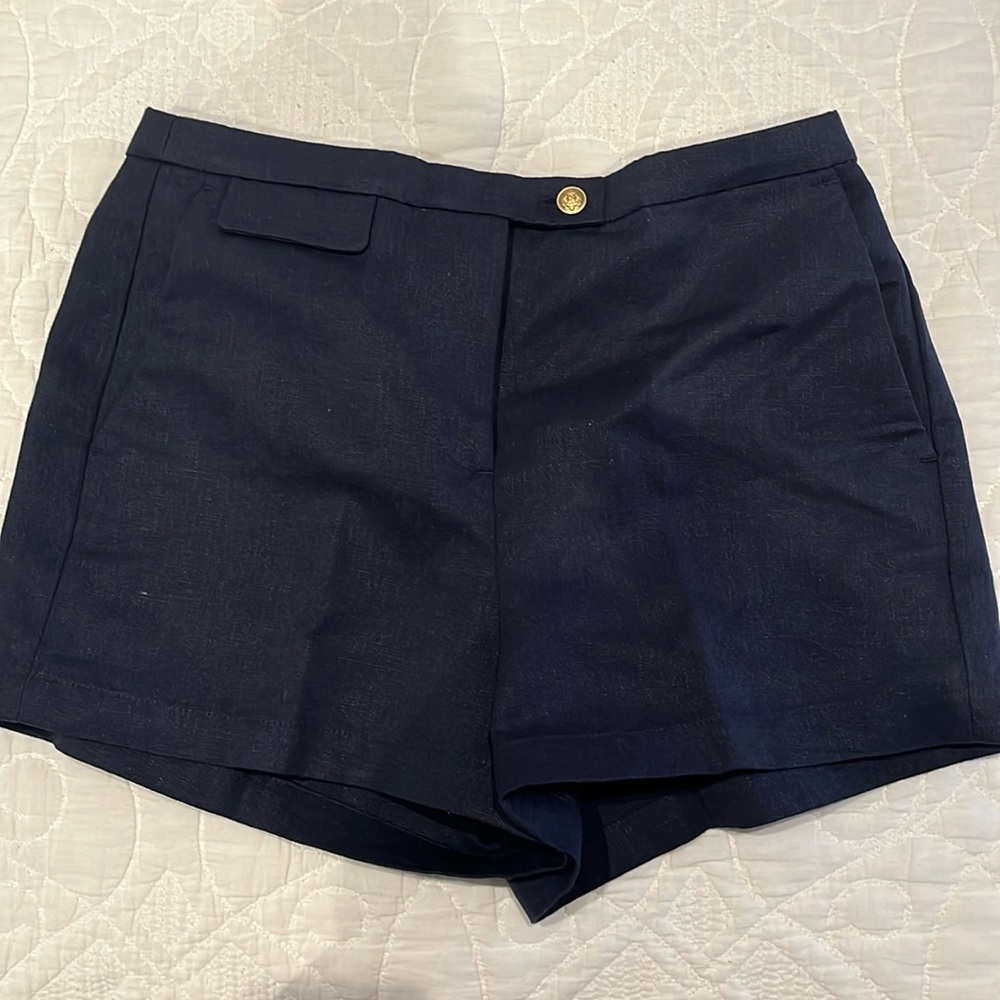 J Crew blue linen shorts